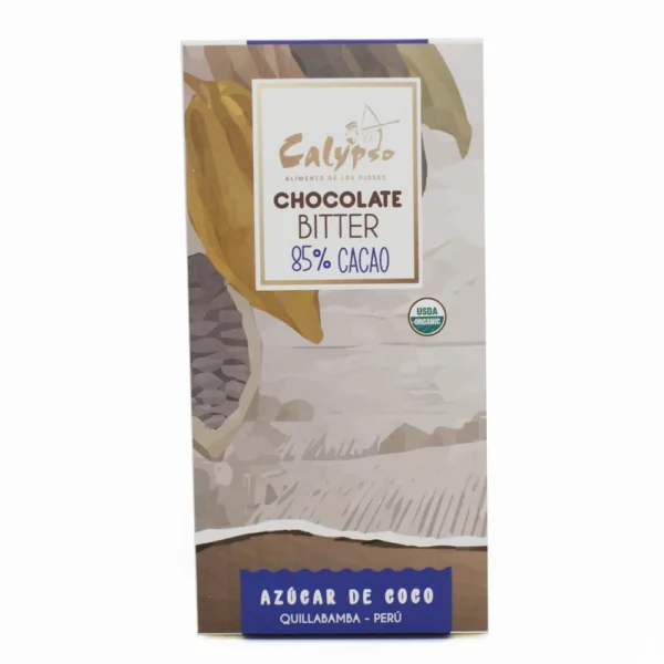 CHOCOLATE BITTER 85% CACAO AZUCAR DE COCO CALYPSO 50GR