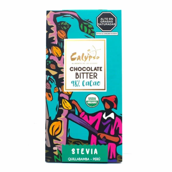 CHOCOLATE BITTER 98% CACAO STEVIA CALYPSO 50GR
