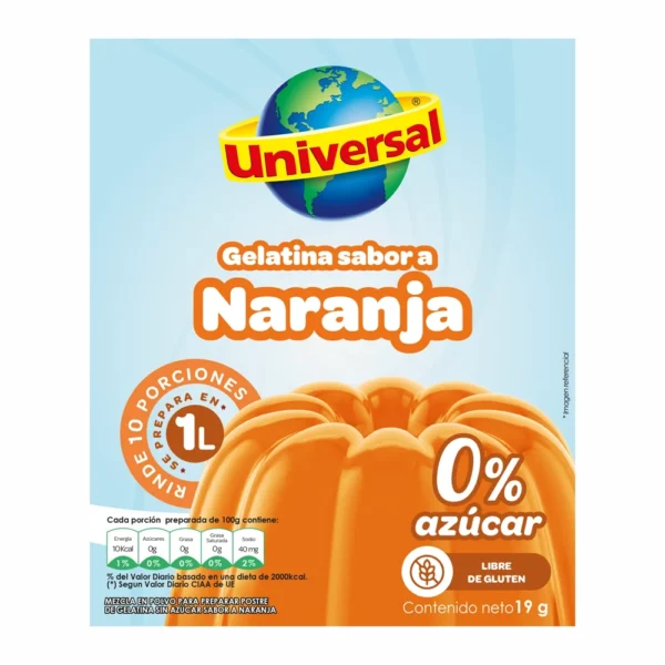 GELATINA SABOR A NARANJA 0% AZUCAR UNIVERSAL 19GR
