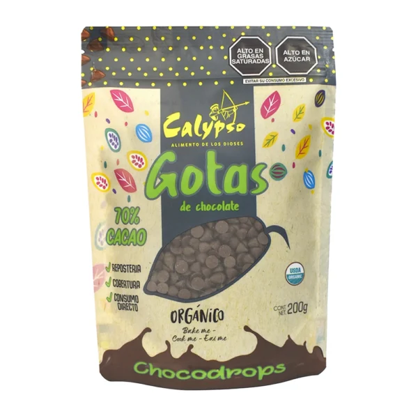 GOTAS DE CHOCOLATE 70% CACAO CALYPSO 200GR