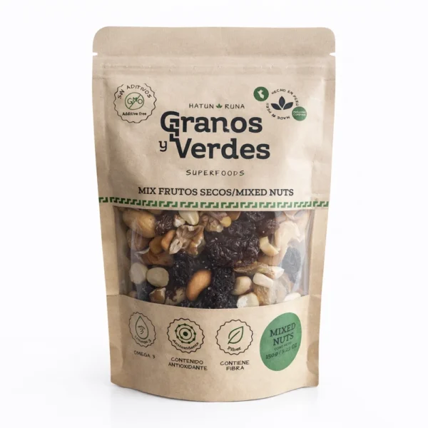 MIX FRUTOS SECOS GRANOS Y VERDES 150GR
