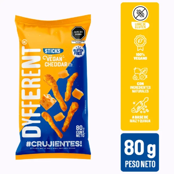 STICKS VEGAN CHEDDAR DYFFERENT 80GR